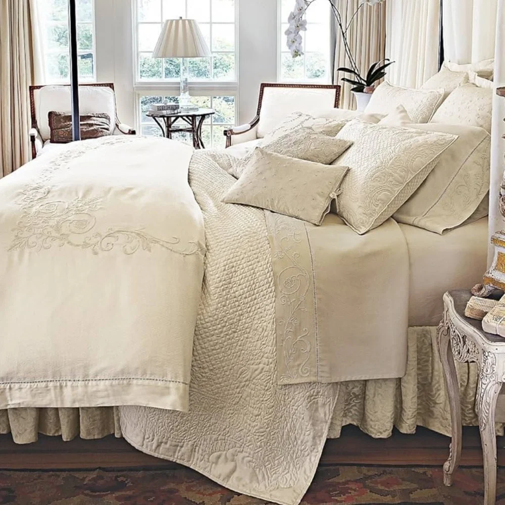 Ralph Lauren Vintage Hope Chest Border Twin Duvet White Embroidery
